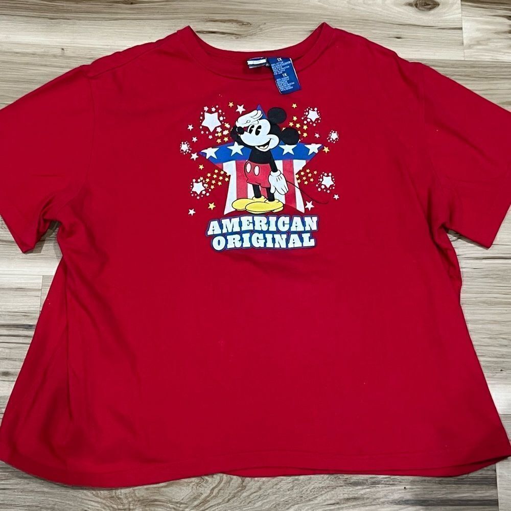 Vintage Disney American Original Mickey Flag Top Shirt Women’s 1XL